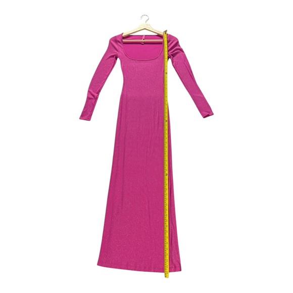 Skims Lounge Long Sleeve Dress Small Fuchsia Shimmer Foil Barbiecore Meangirls - Picture 6 of 8